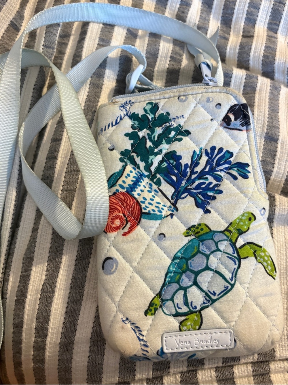 Vera Bradley Quilted Sea Turtle Crossbody Bag - Light Blue, Green, Navy, Coral